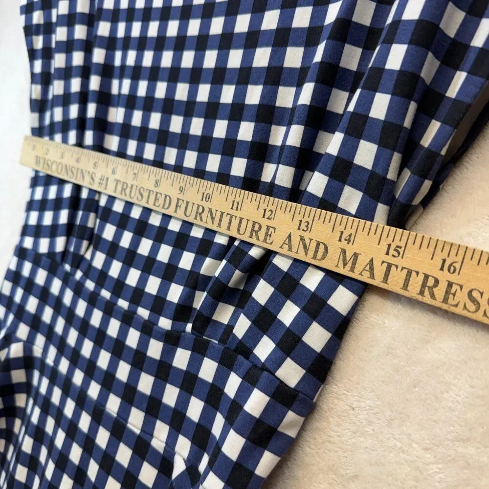 Kate Spade Gingham Fit & Flare Dress  Navy Check Sleeveless Dress  Size Small